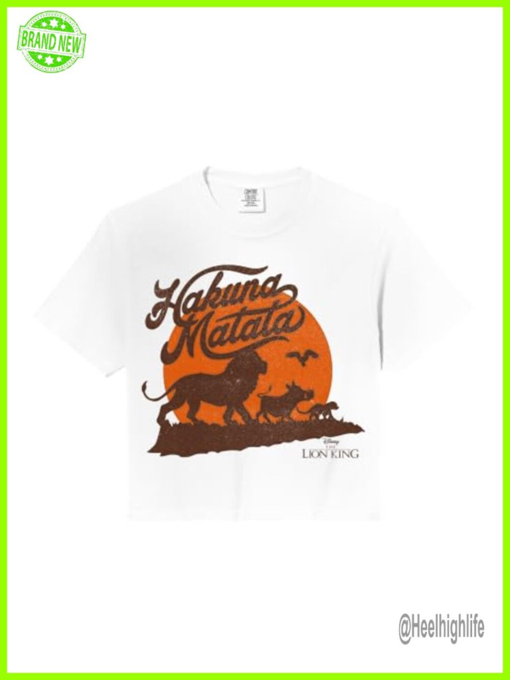 Disney Lion King Simba Friends Hakuna Cotton Crop Top Boxy Fit Crew Neck